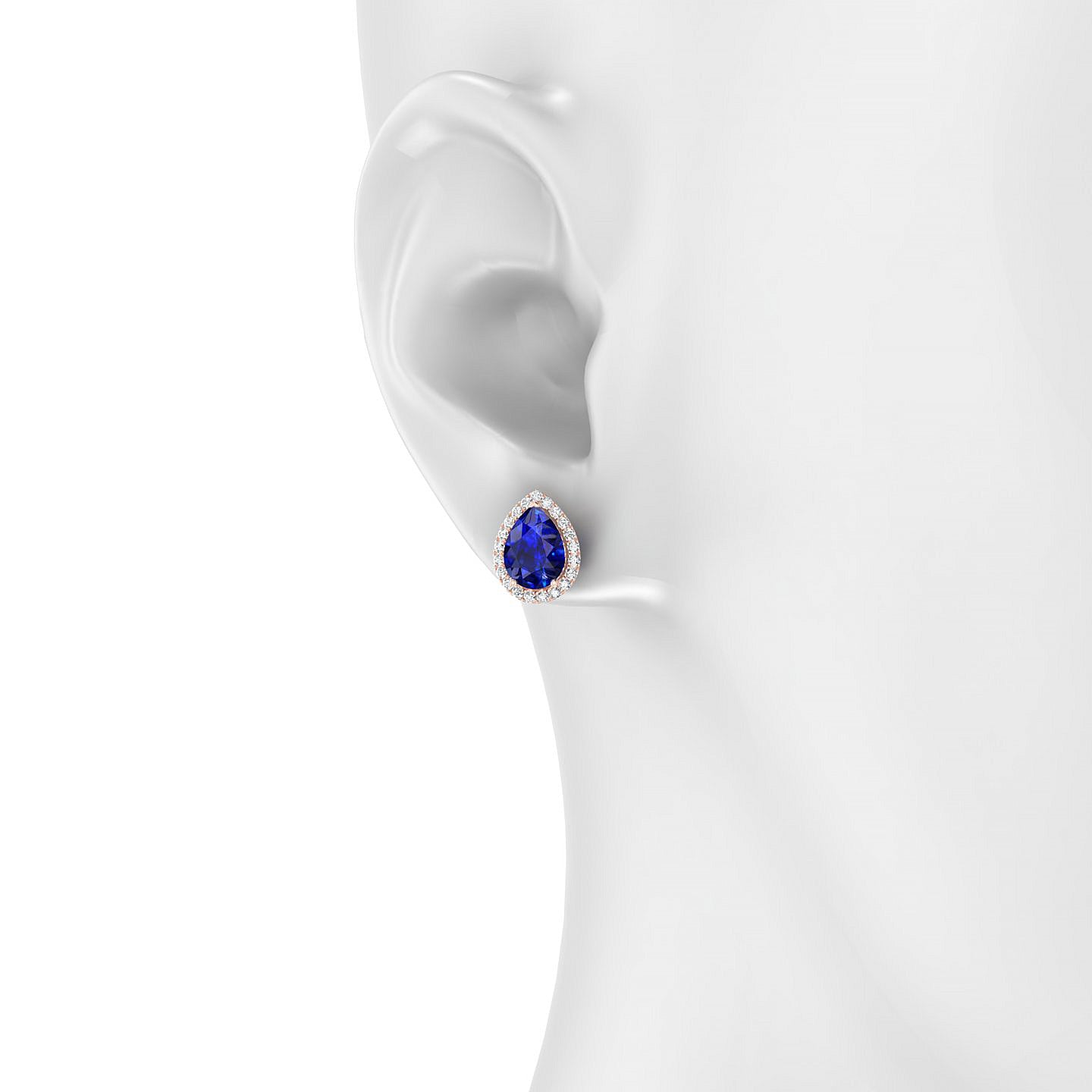 Solar | 18k Rose Gold 8 x 6 mm Pear Sapphire Earrings