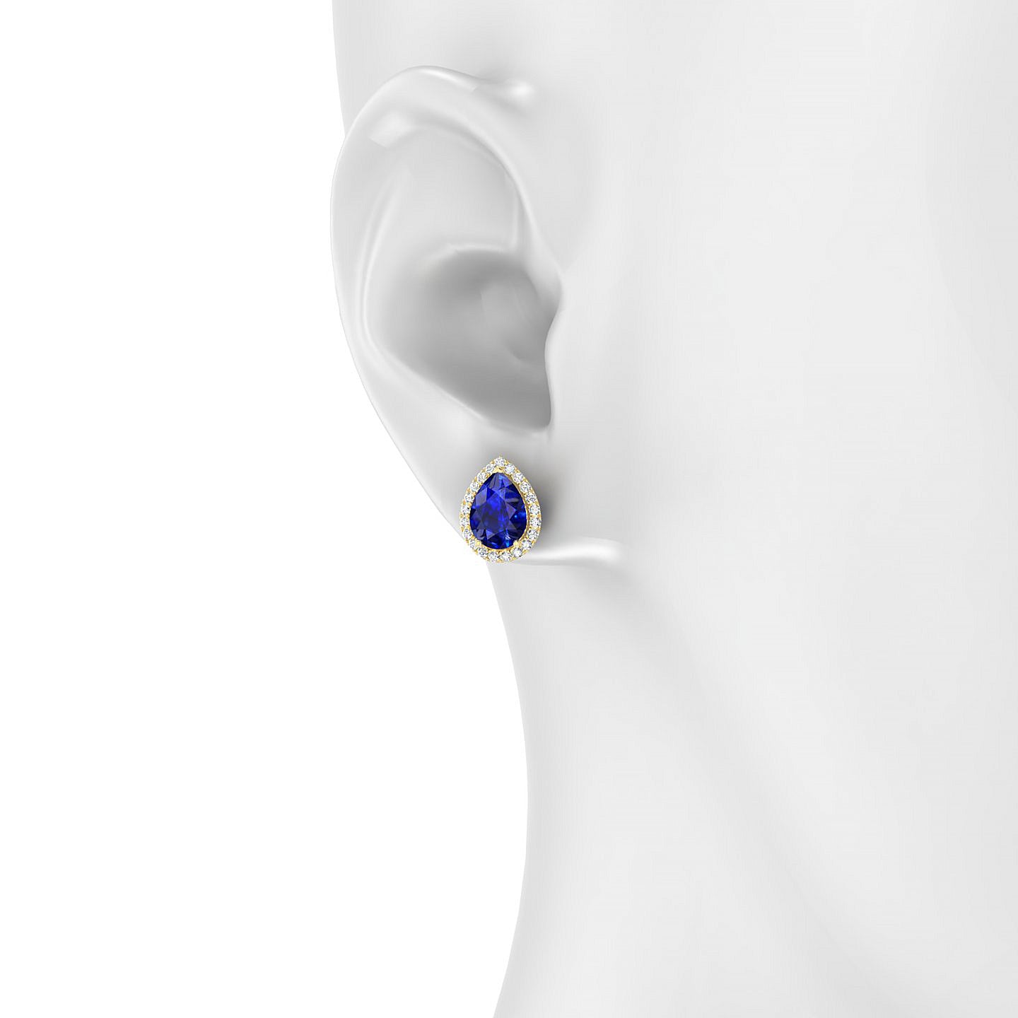 Solar | 18k Yellow Gold 8 x 6 mm Pear Sapphire Earrings