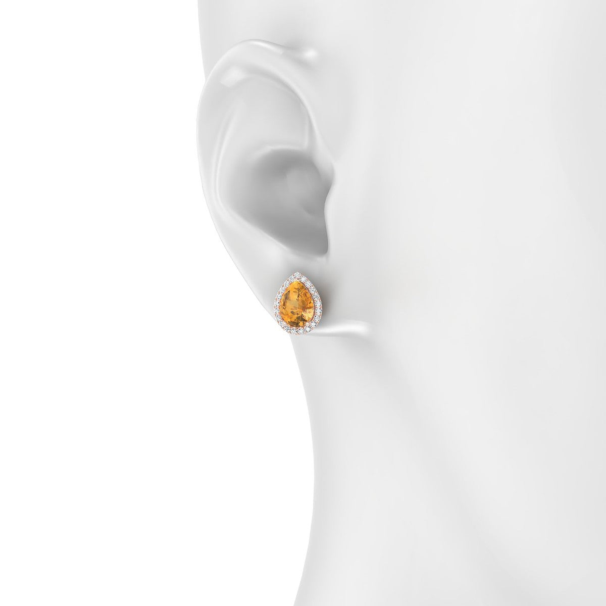 Solar | 18k Rose Gold 8 x 6 mm Pear Citrine Earrings