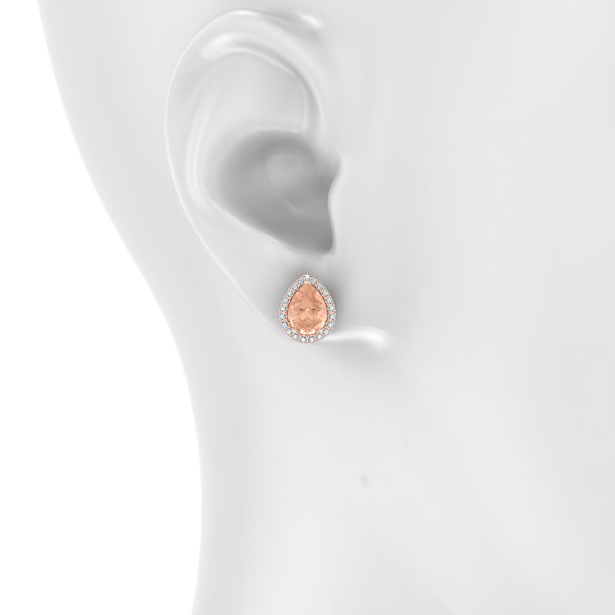 Solar | 18k Rose Gold 8 x 6 mm Pear Morganite Earrings