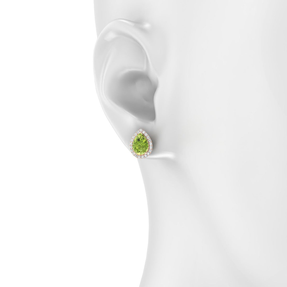 Solar | 18k Rose Gold 8 x 6 mm Pear Peridot Earrings