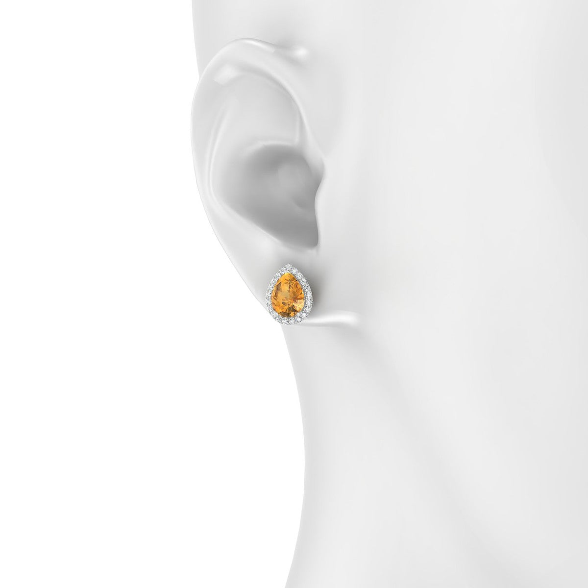 Solar | 18k White Gold 8 x 6 mm Pear Citrine Earrings