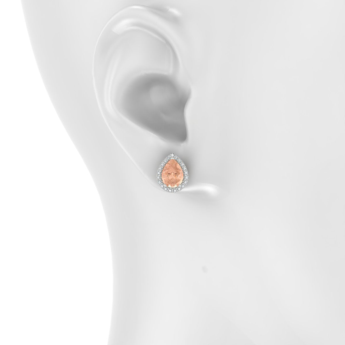 Solar | 18k White Gold 8 x 6 mm Pear Morganite Earrings