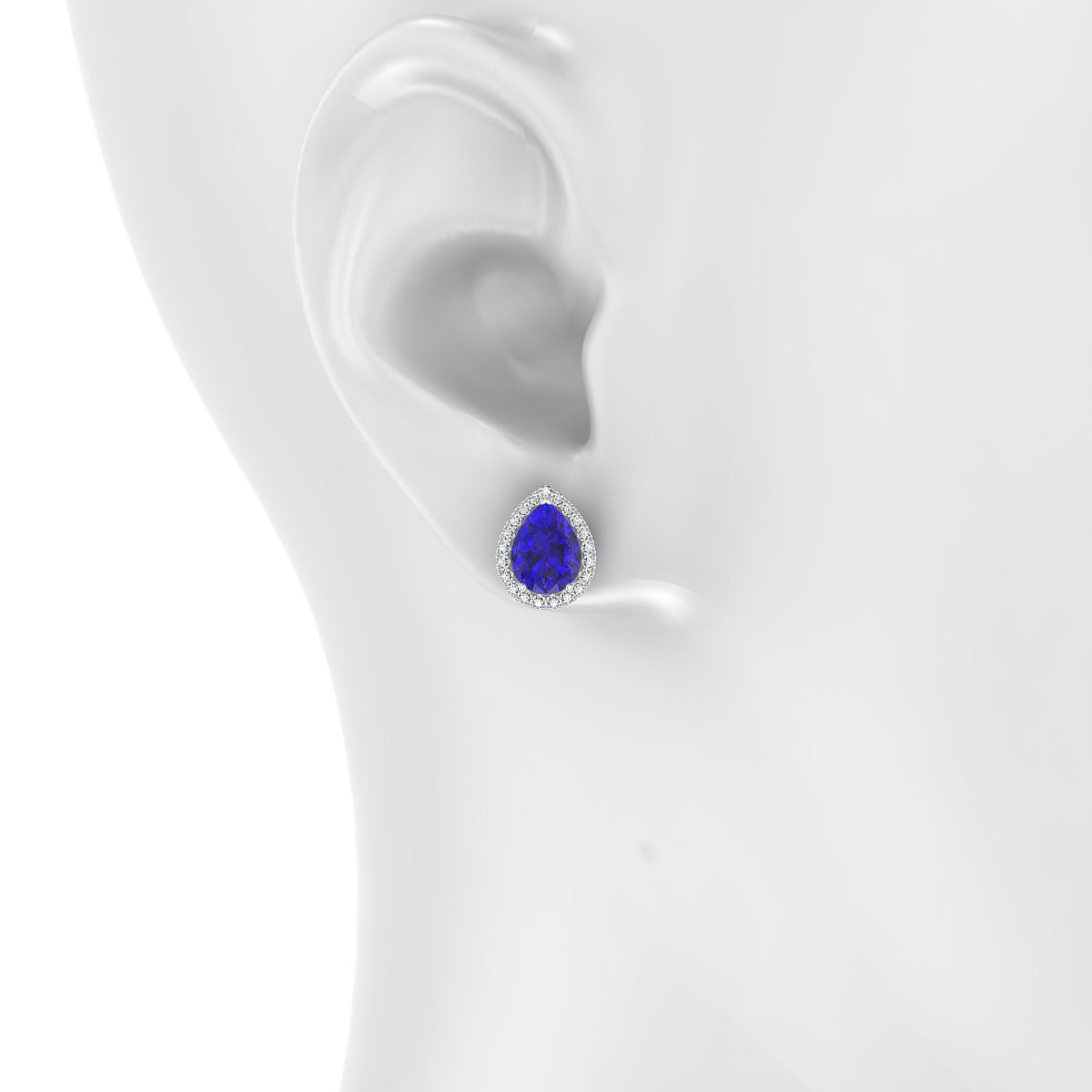 Solar | 18k White Gold 8 x 6 mm Pear Tanzanite Earrings