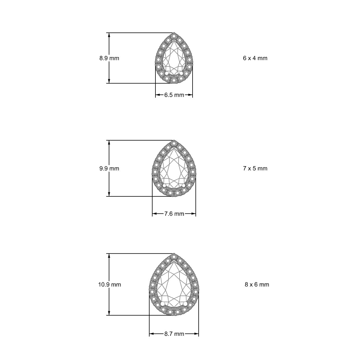 Solar | 18k White Gold 8 x 6 mm Pear Sapphire Earrings