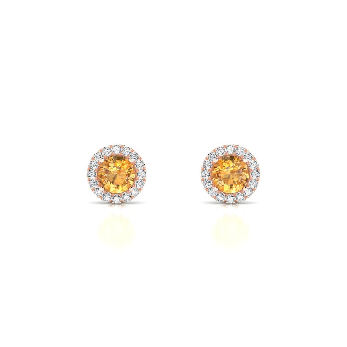 Solar | 18k Rose Gold 4.5 mm Round Citrine Earrings