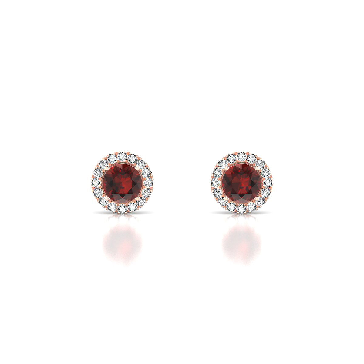 Solar | 18k Rose Gold 4.5 mm Round Garnet Earrings