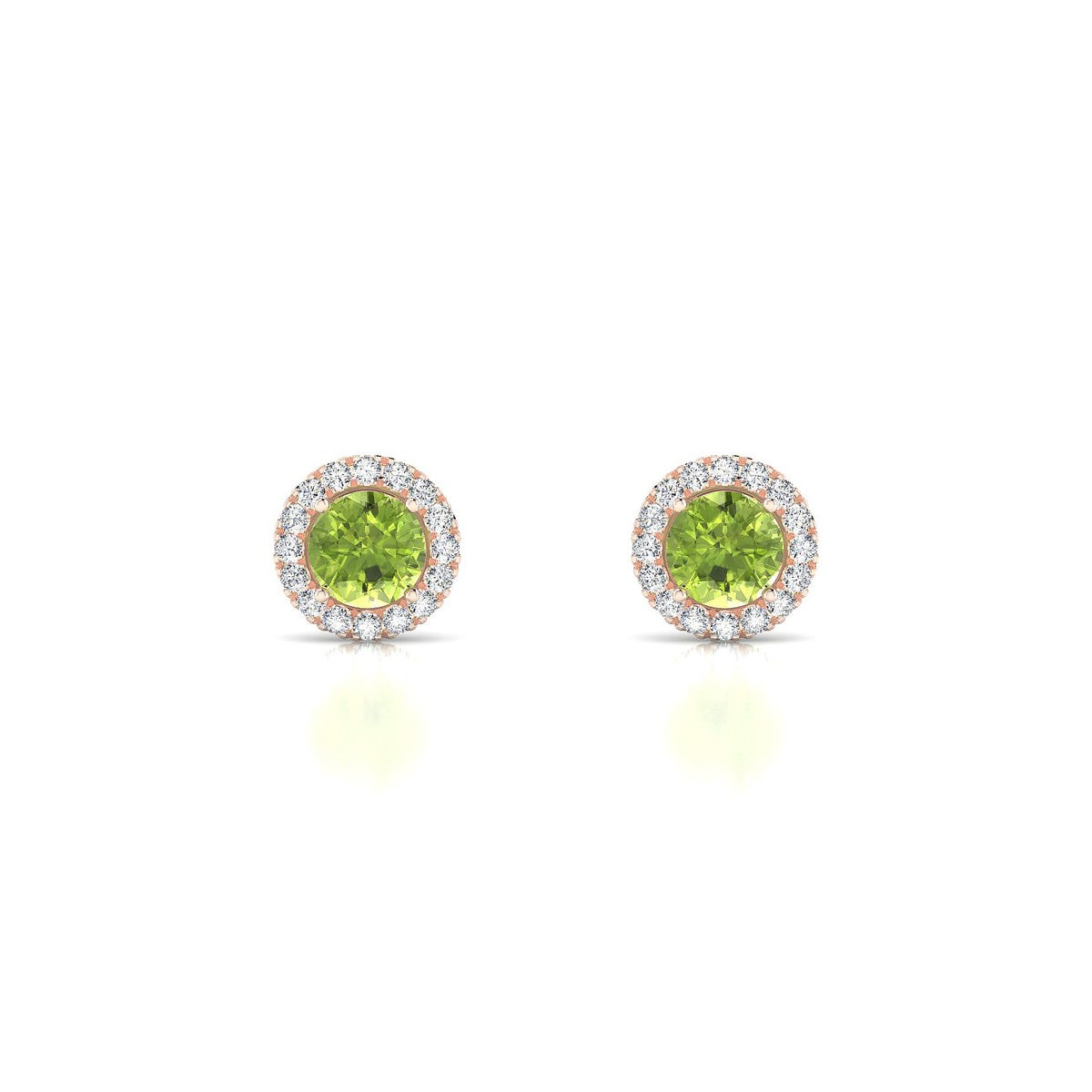 Solar | 18k Rose Gold 4.5 mm Round Peridot Earrings