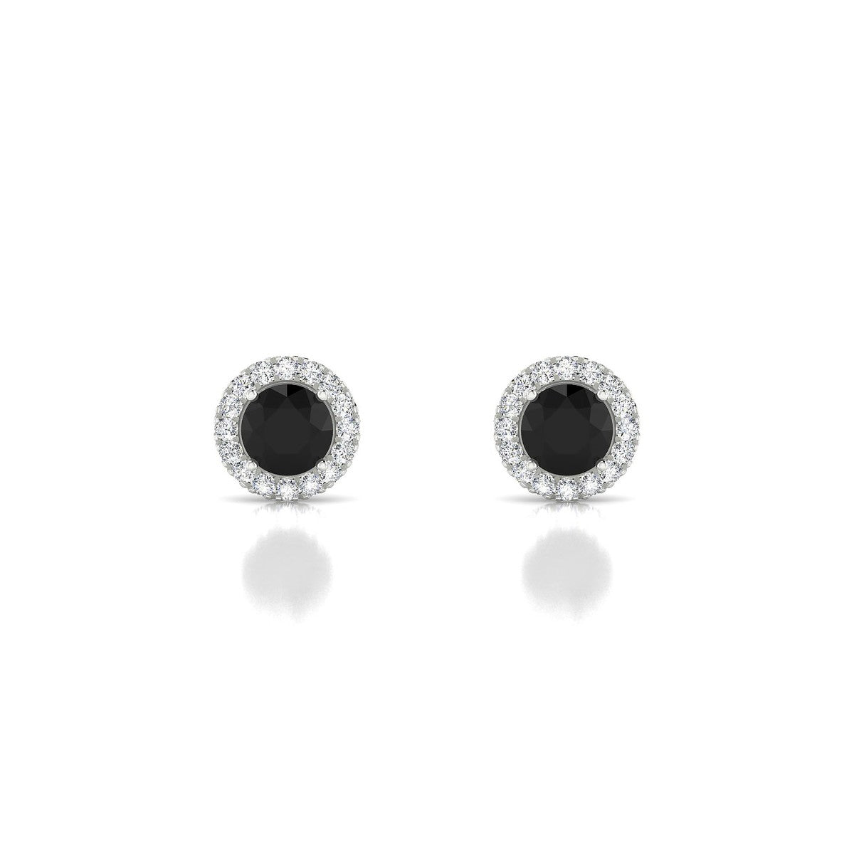 Solar | 18k White Gold 4.5 mm Round Black Diamond Earrings