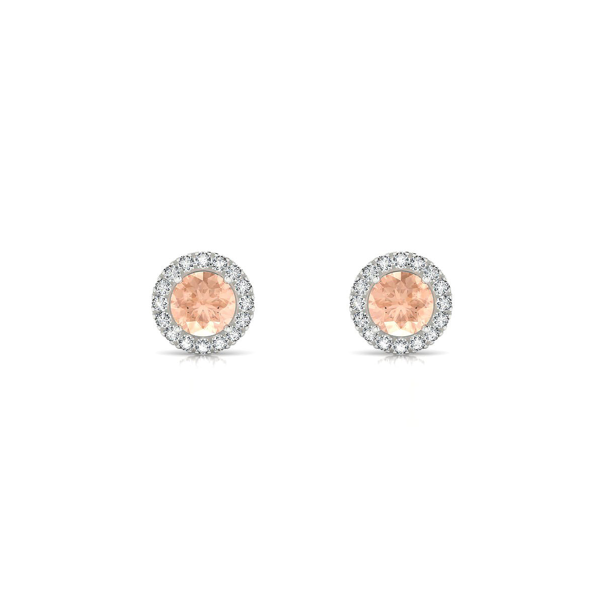 Solar | 18k White Gold 4.5 mm Round Morganite Earrings