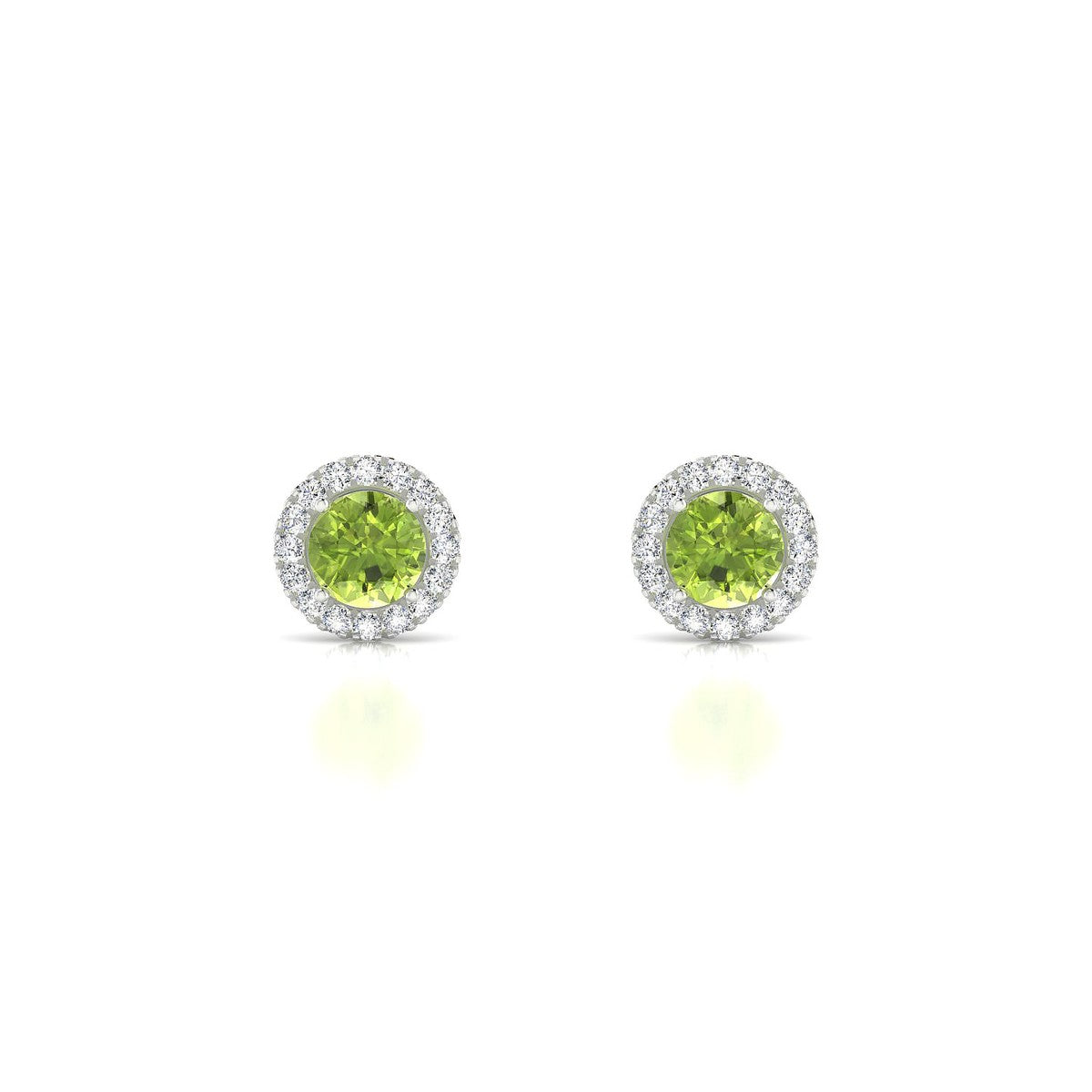 Solar | 18k White Gold 4.5 mm Round Peridot Earrings