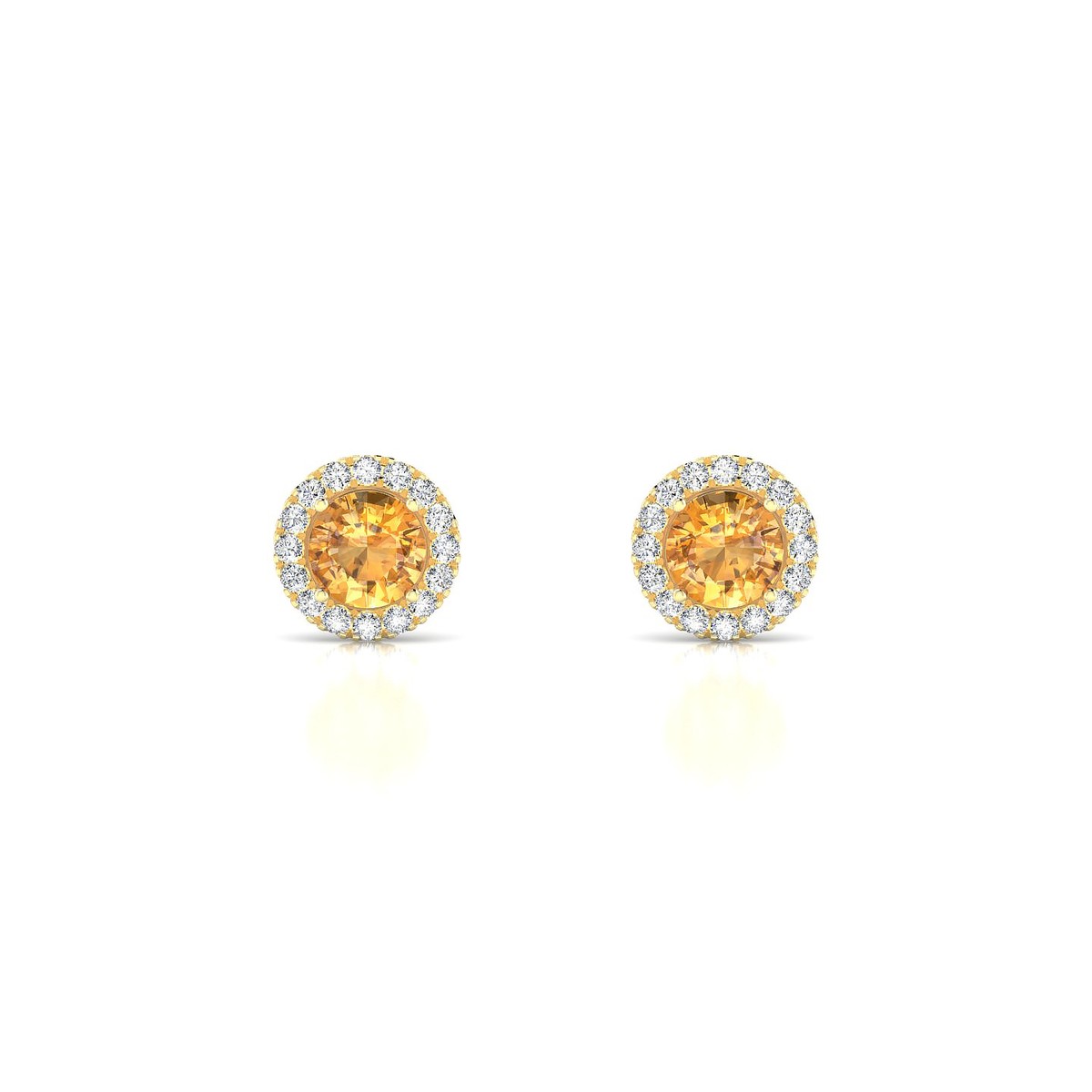 Solar | 18k Yellow Gold 4.5 mm Round Citrine Earrings