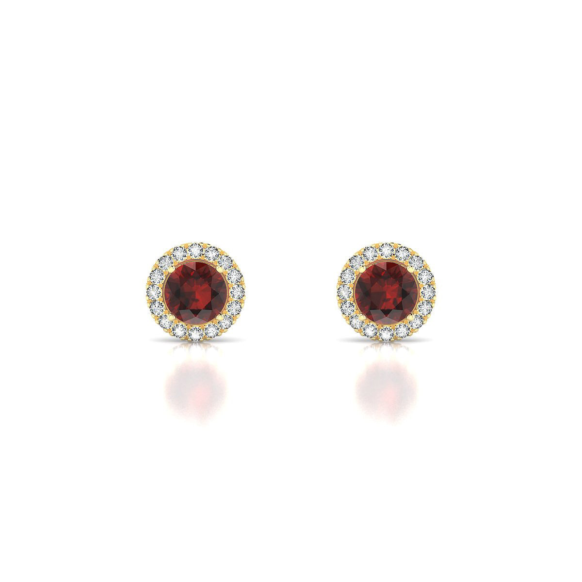 Solar | 18k Yellow Gold 4.5 mm Round Garnet Earrings