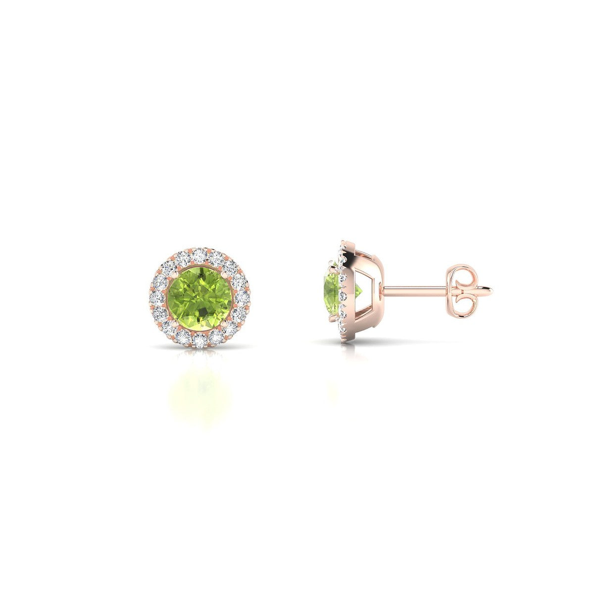 Solar | 18k Rose Gold 4.5 mm Round Peridot Earrings