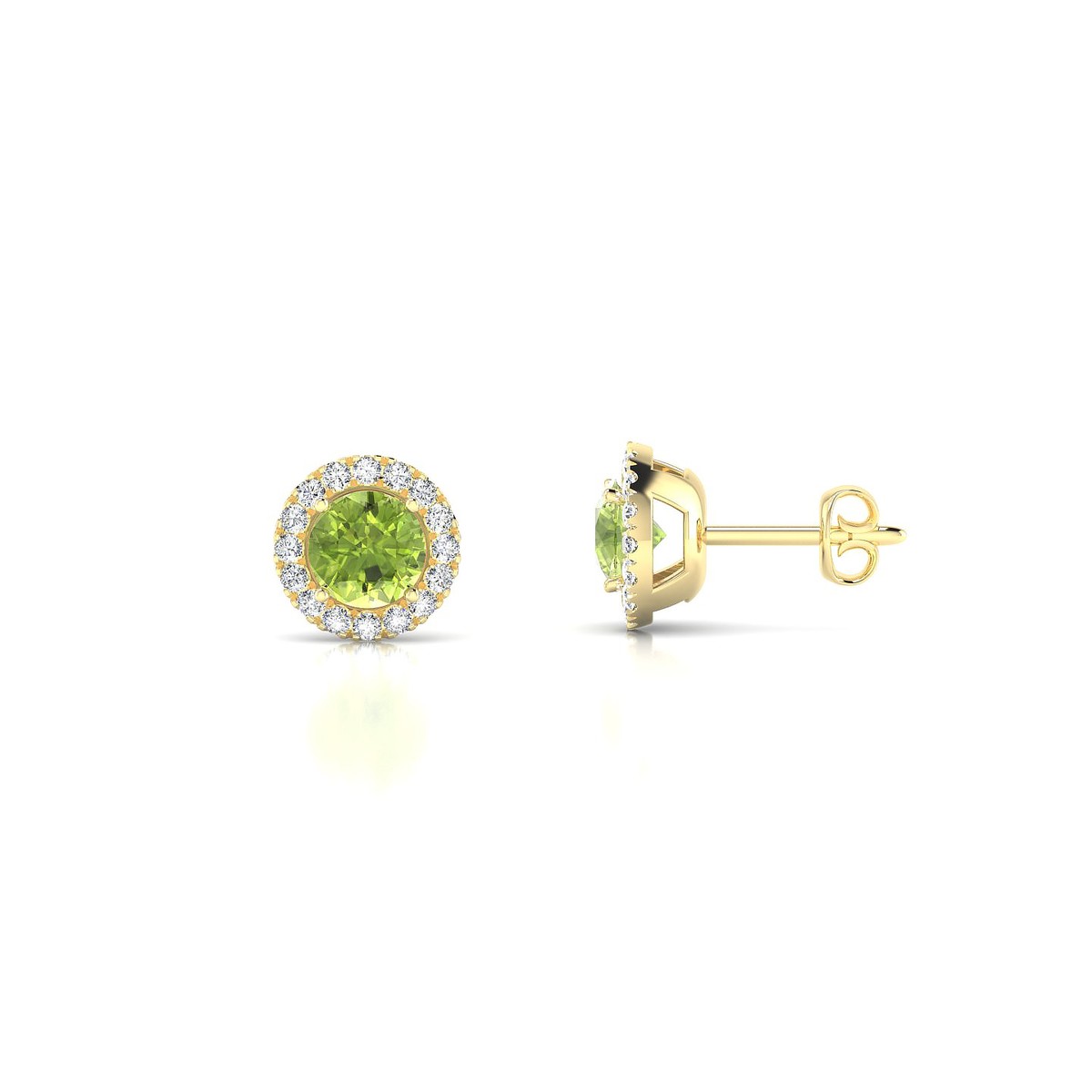 Solar | 18k Yellow Gold 4.5 mm Round Peridot Earrings