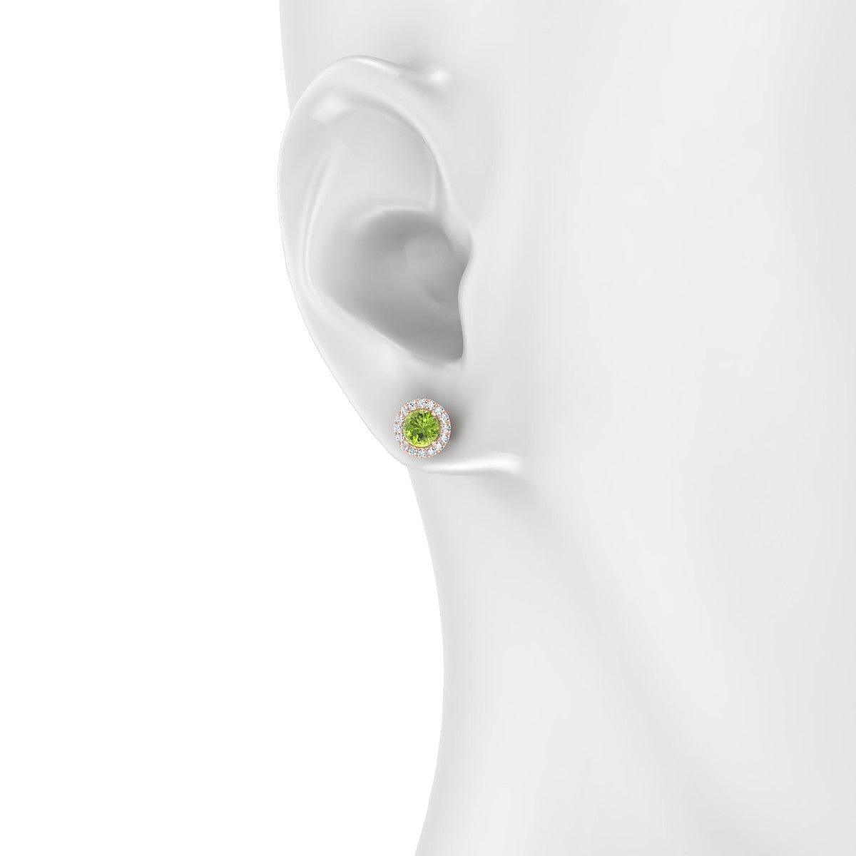 Solar | 18k Rose Gold 4.5 mm Round Peridot Earrings
