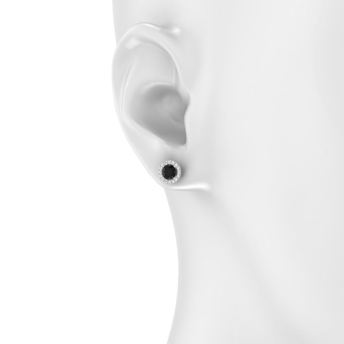Solar | 18k White Gold 4.5 mm Round Black Diamond Earrings