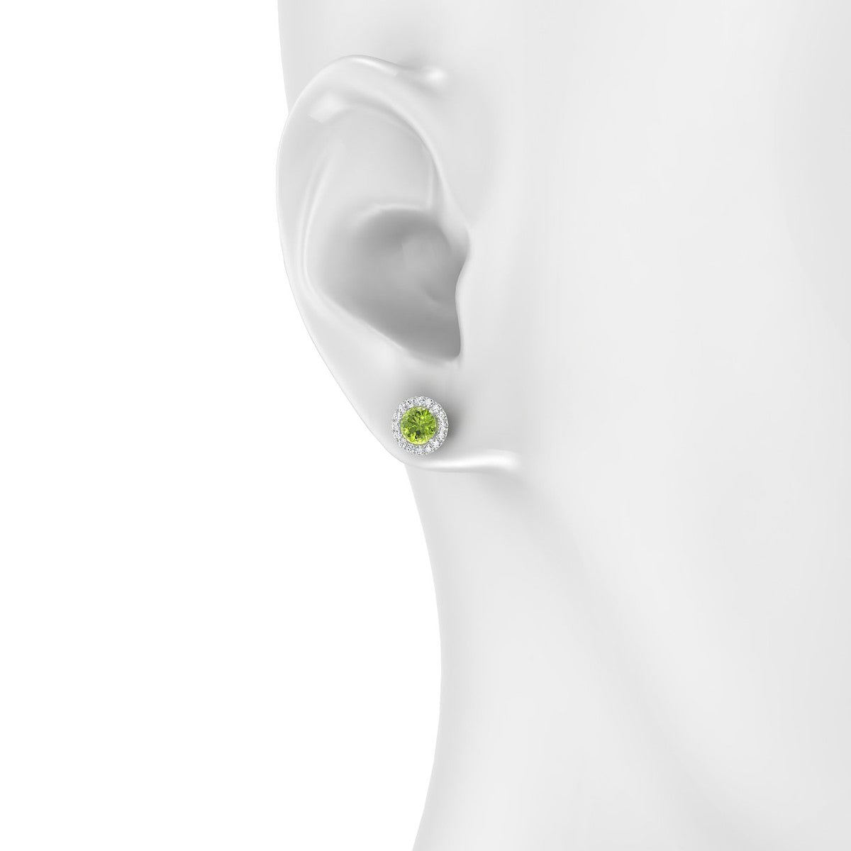 Solar | 18k White Gold 4.5 mm Round Peridot Earrings