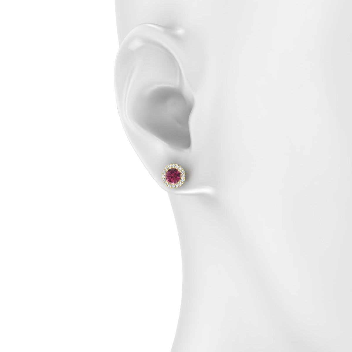 Solar | 18k Yellow Gold 4.5 mm Round Rhodolite Earrings