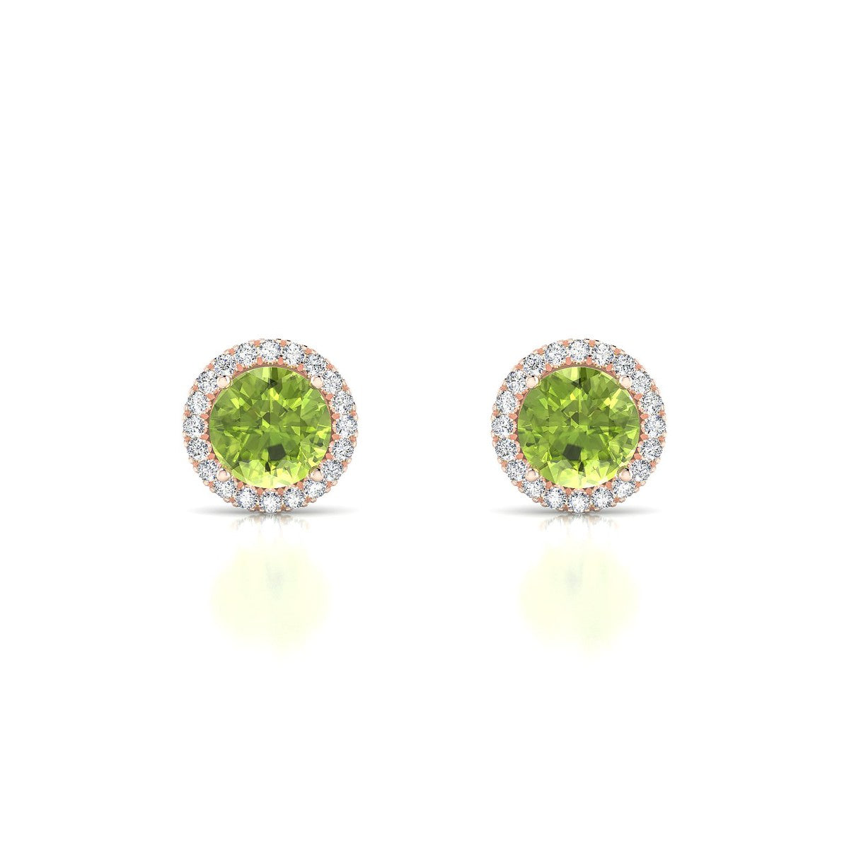 Solar | 18k Rose Gold 6 mm Round Peridot Earrings