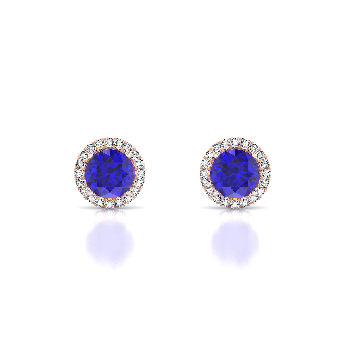 Solar | 18k Rose Gold 6 mm Round Tanzanite Earrings