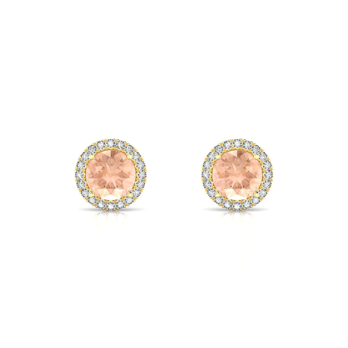 Solar | 18k Yellow Gold 6 mm Round Morganite Earrings