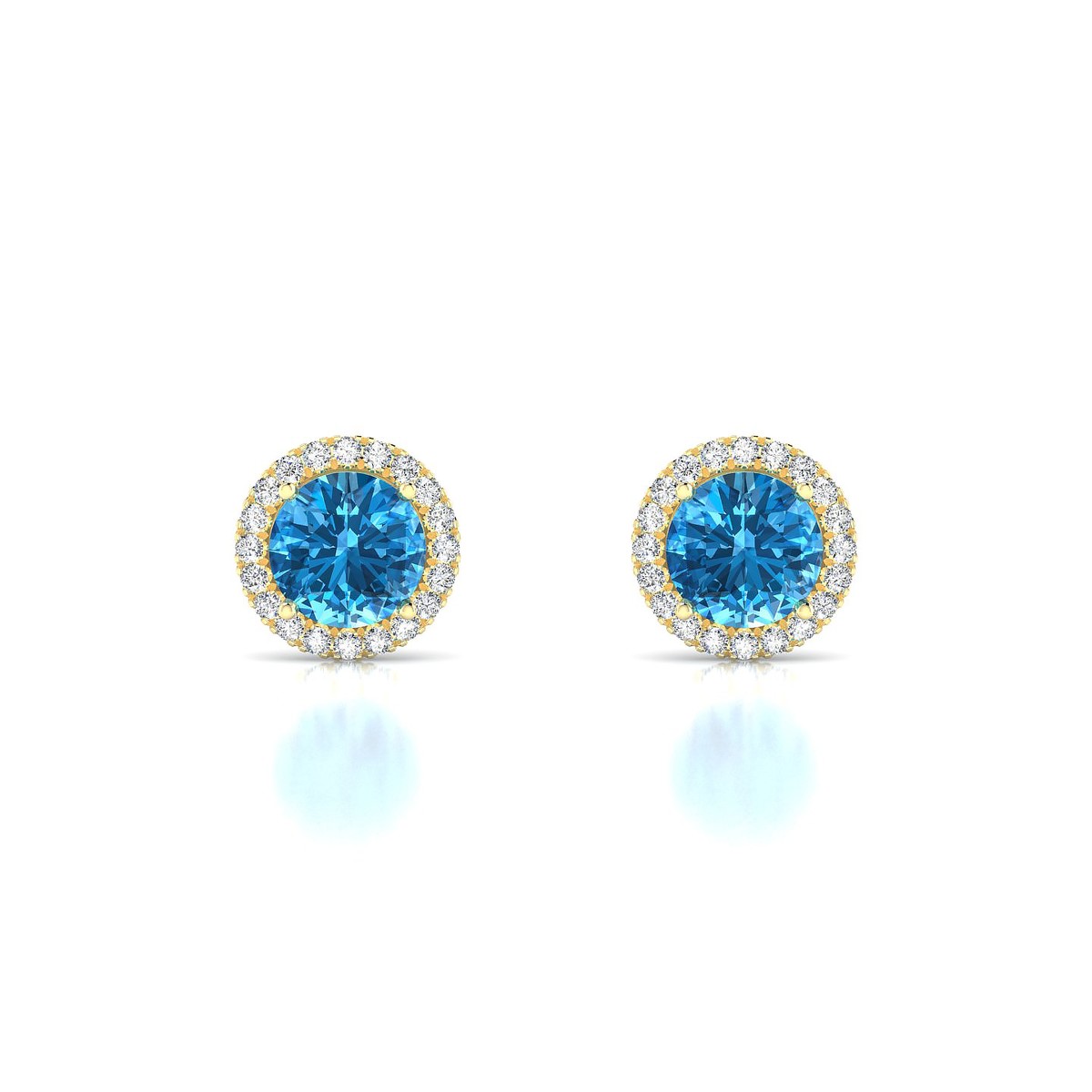 Solar | 18k Yellow Gold 6 mm Round Topaz Earrings
