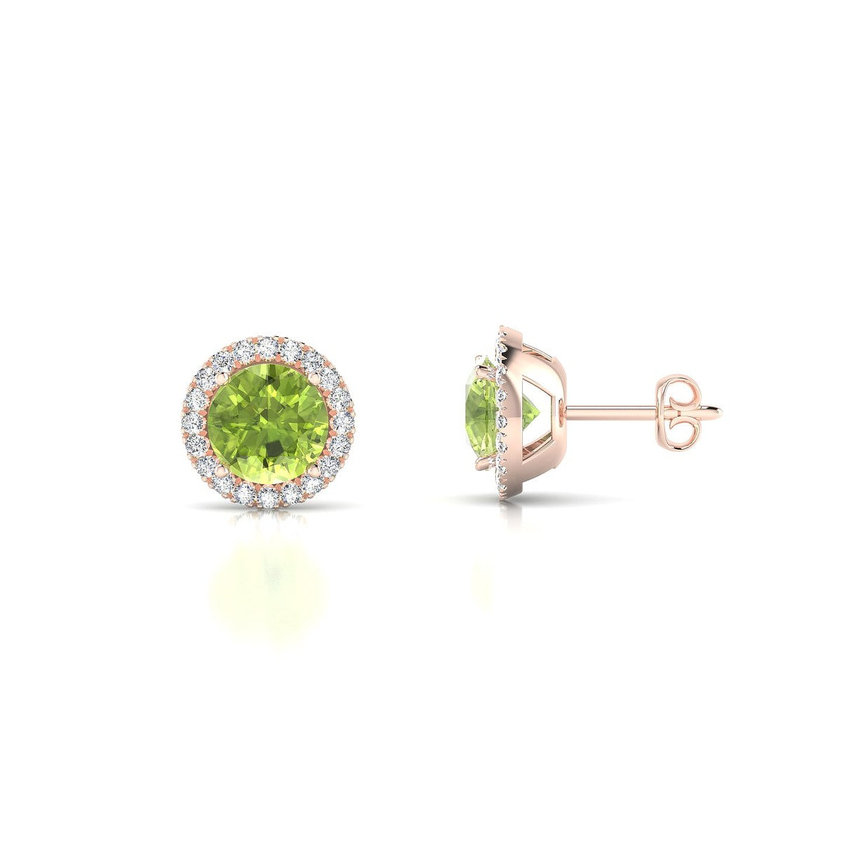 Solar | 18k Rose Gold 6 mm Round Peridot Earrings