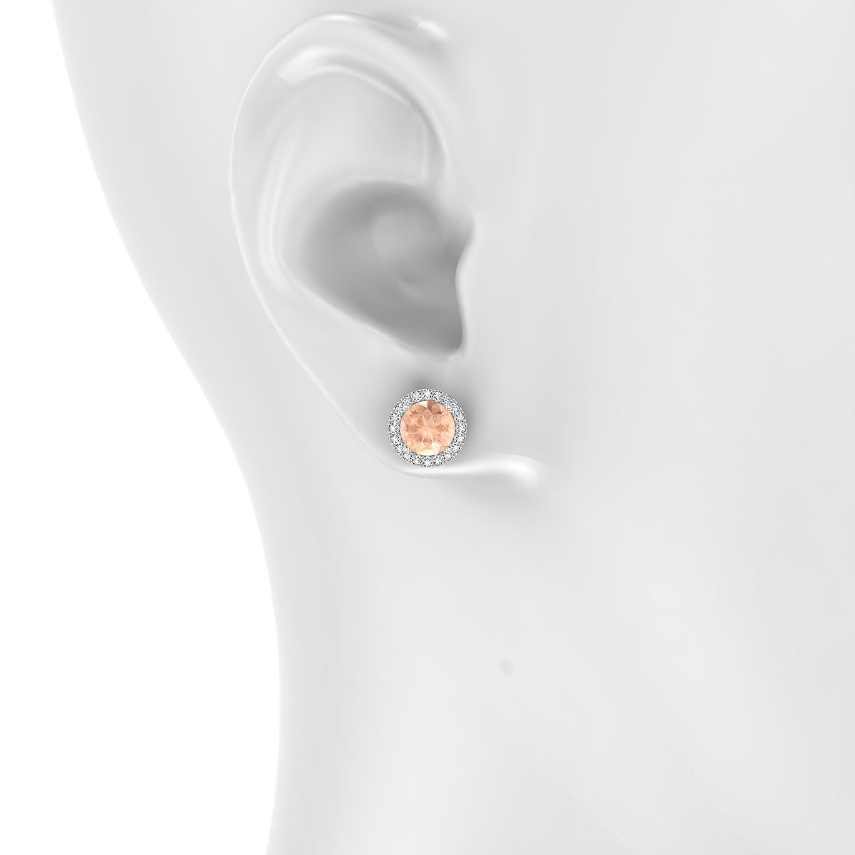 Solar | 18k White Gold 6 mm Round Morganite Earrings