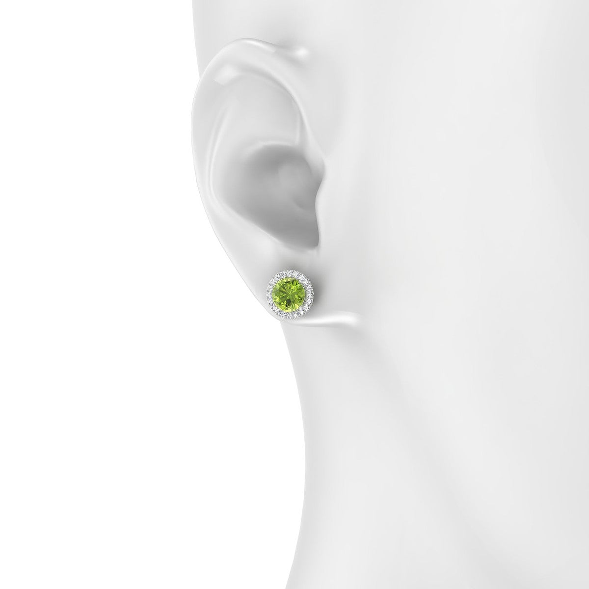 Solar | 18k White Gold 6 mm Round Peridot Earrings