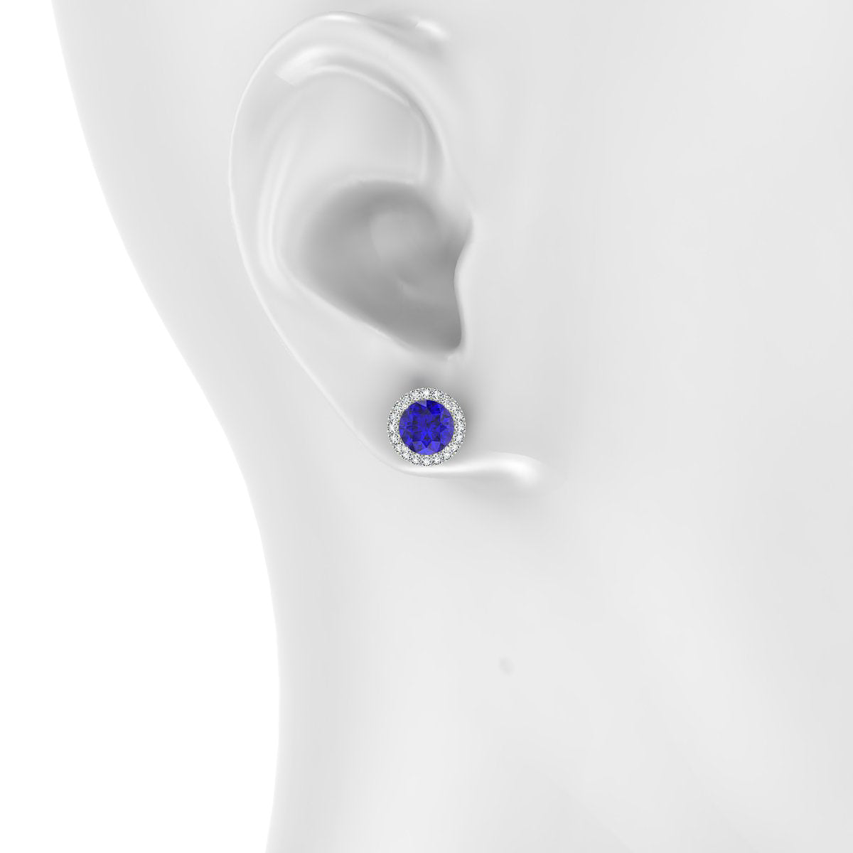 Solar | 18k White Gold 6 mm Round Tanzanite Earrings
