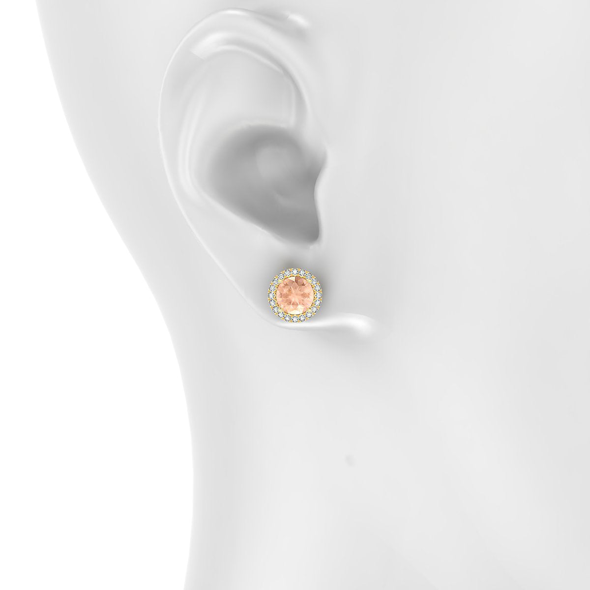 Solar | 18k Yellow Gold 6 mm Round Morganite Earrings