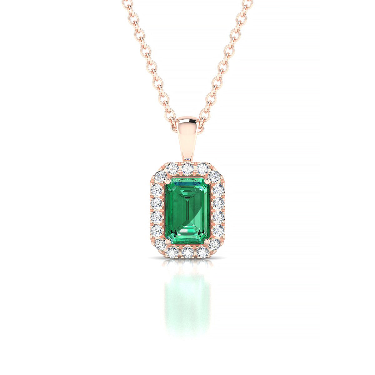 Solar | 18k Rose Gold 6 x 4 mm Emerald Emerald Pendant