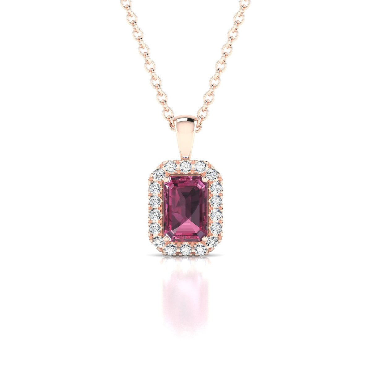 Solar | 18k Rose Gold 6 x 4 mm Emerald Rhodolite Pendant