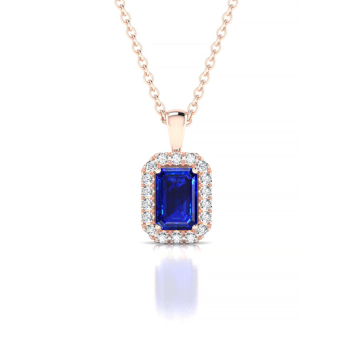 Solar | 18k Rose Gold 6 x 4 mm Emerald Sapphire Pendant