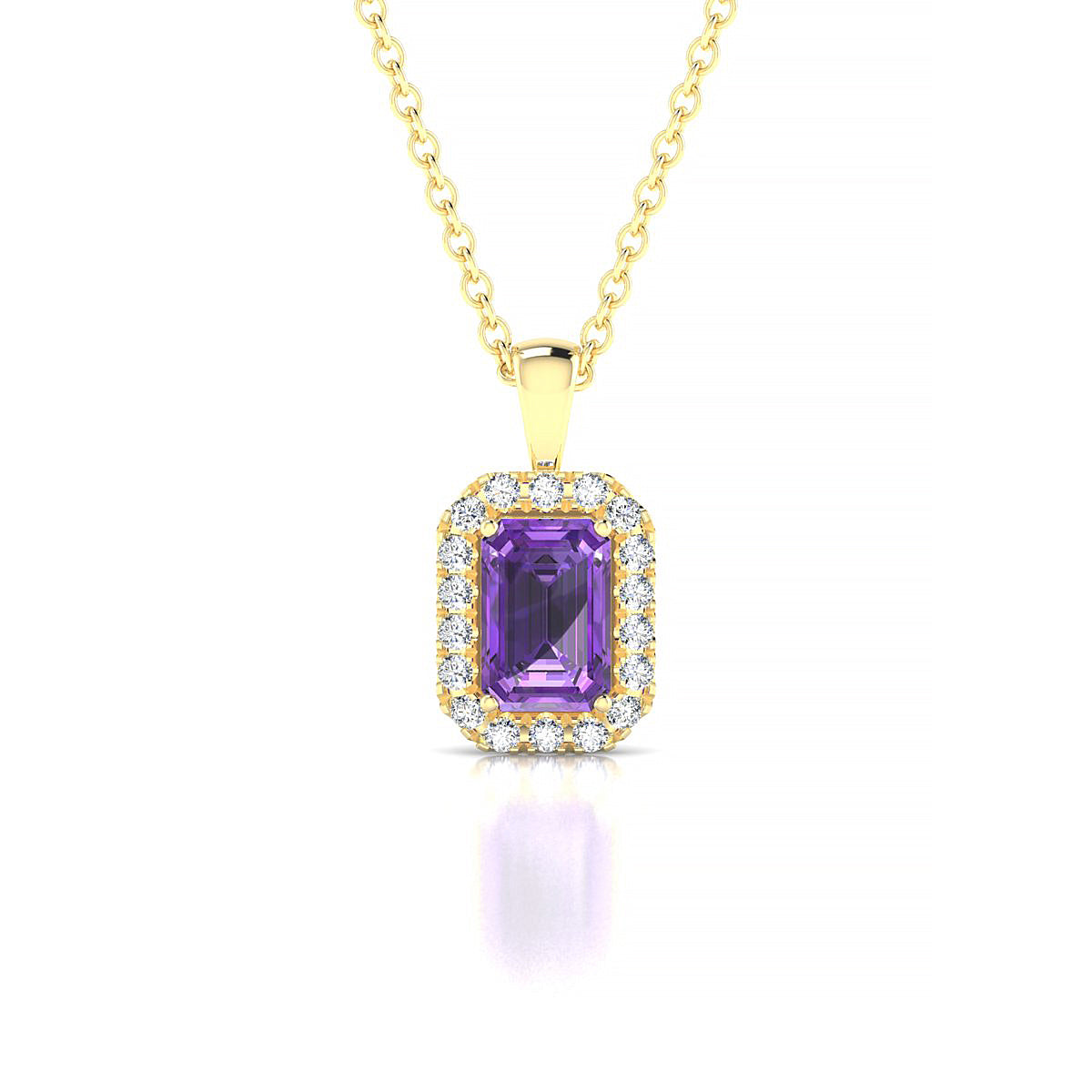Solar | 18k Yellow Gold 6 x 4 mm Emerald Amethyst Pendant