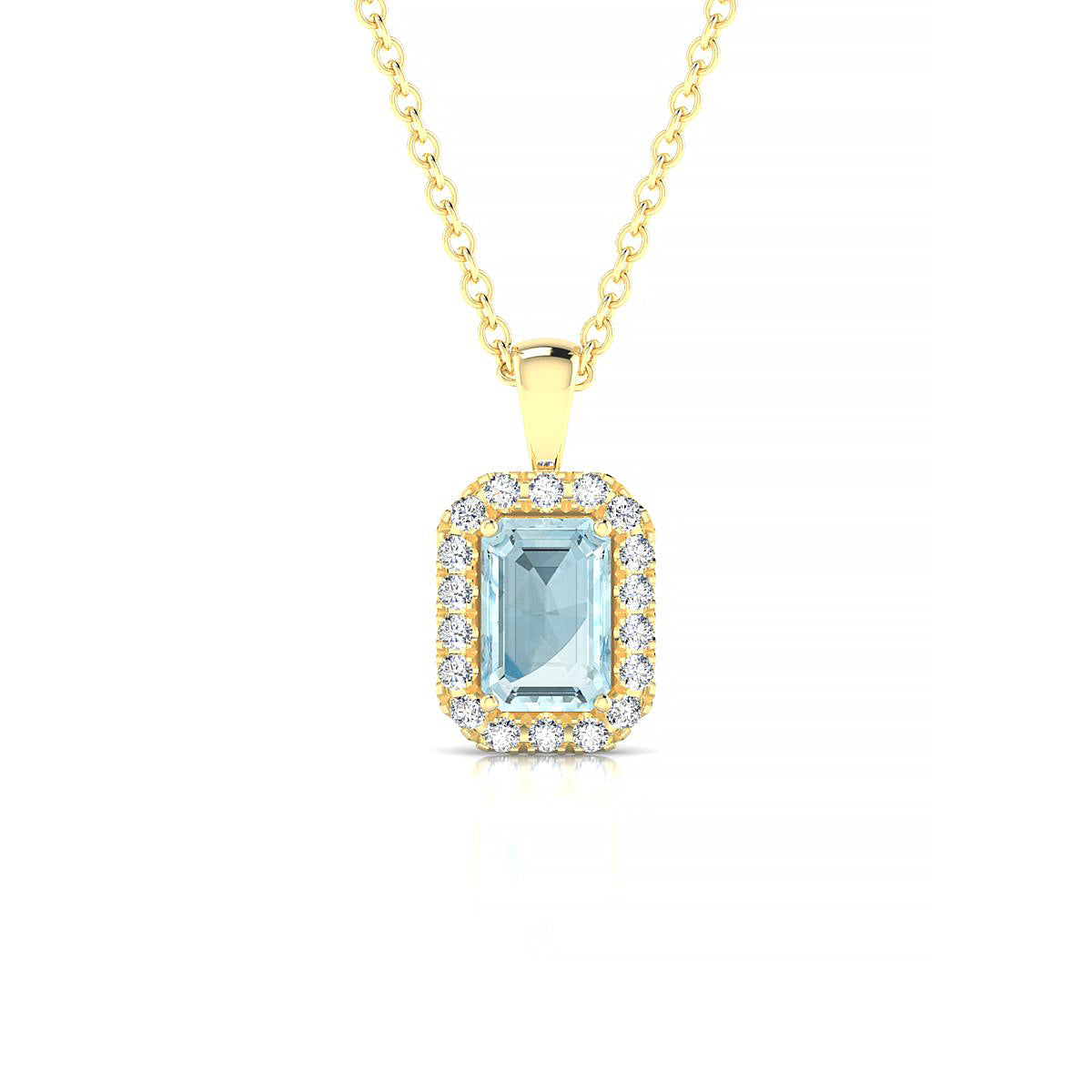 Solar | 18k Yellow Gold 6 x 4 mm Emerald Aquamarine Pendant