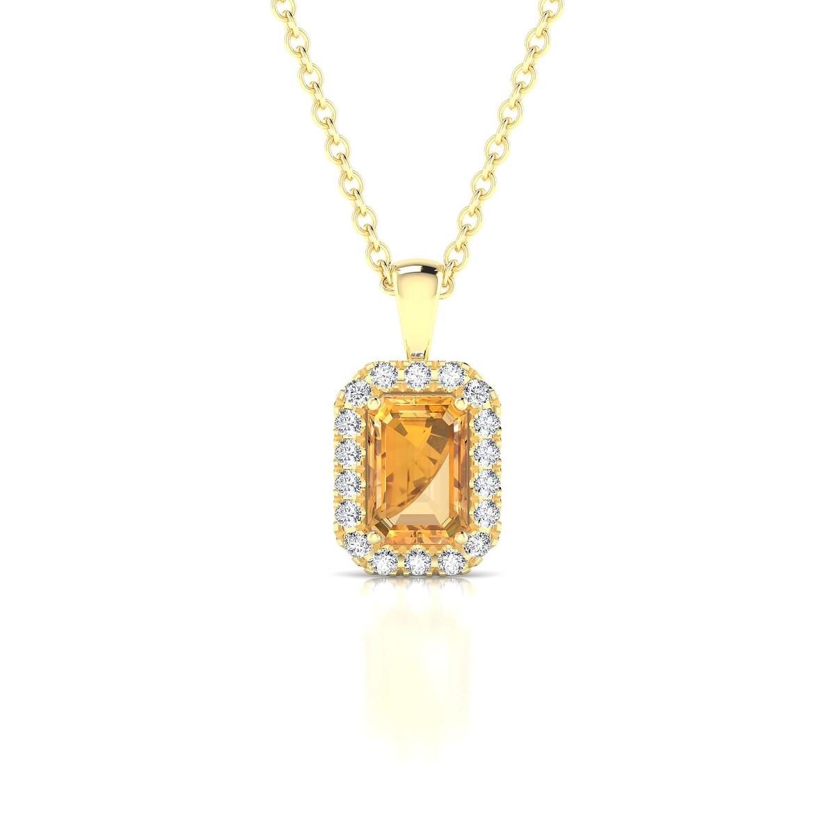 Solar | 18k Yellow Gold 6 x 4 mm Emerald Citrine Pendant