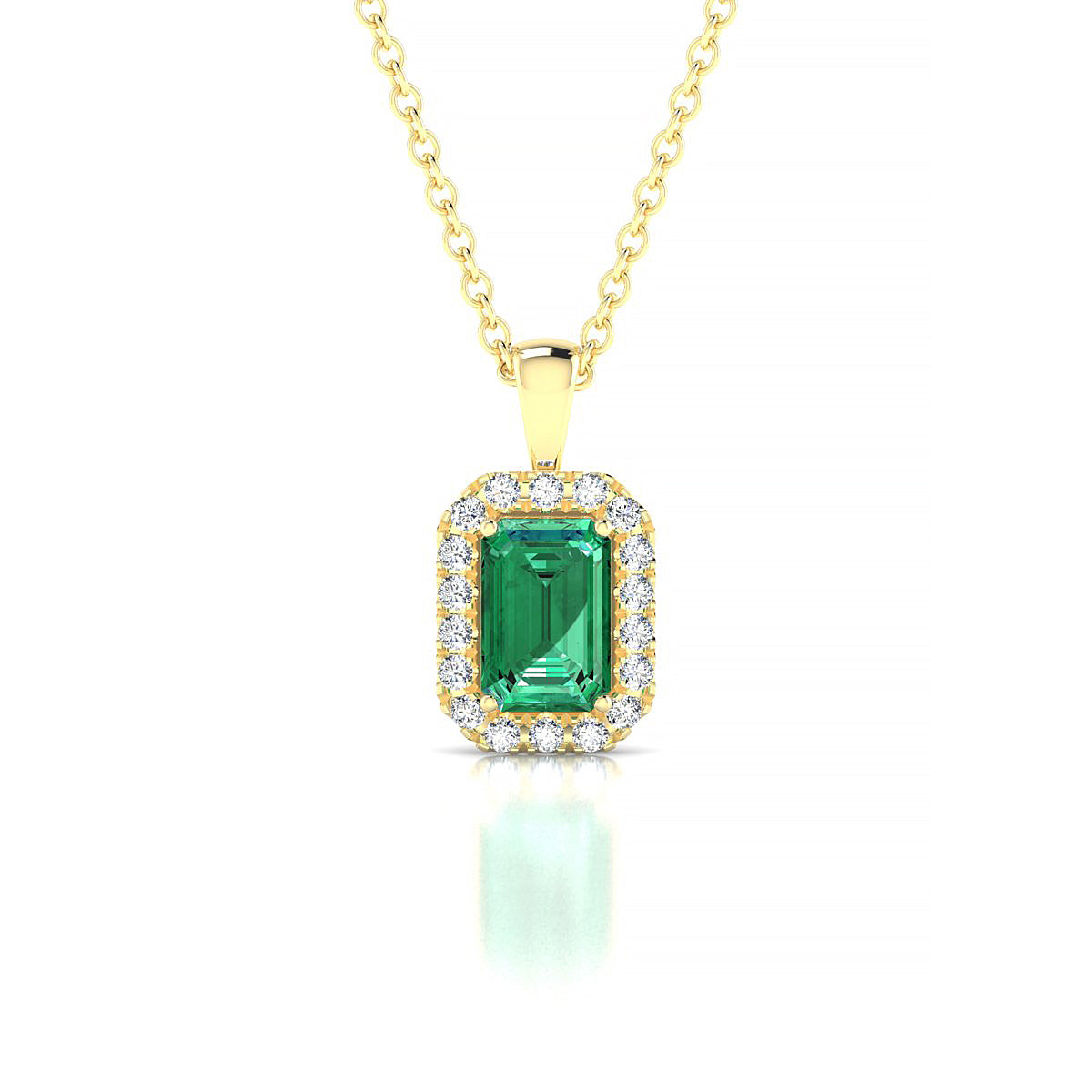 Solar | 18k Yellow Gold 6 x 4 mm Emerald Emerald Pendant