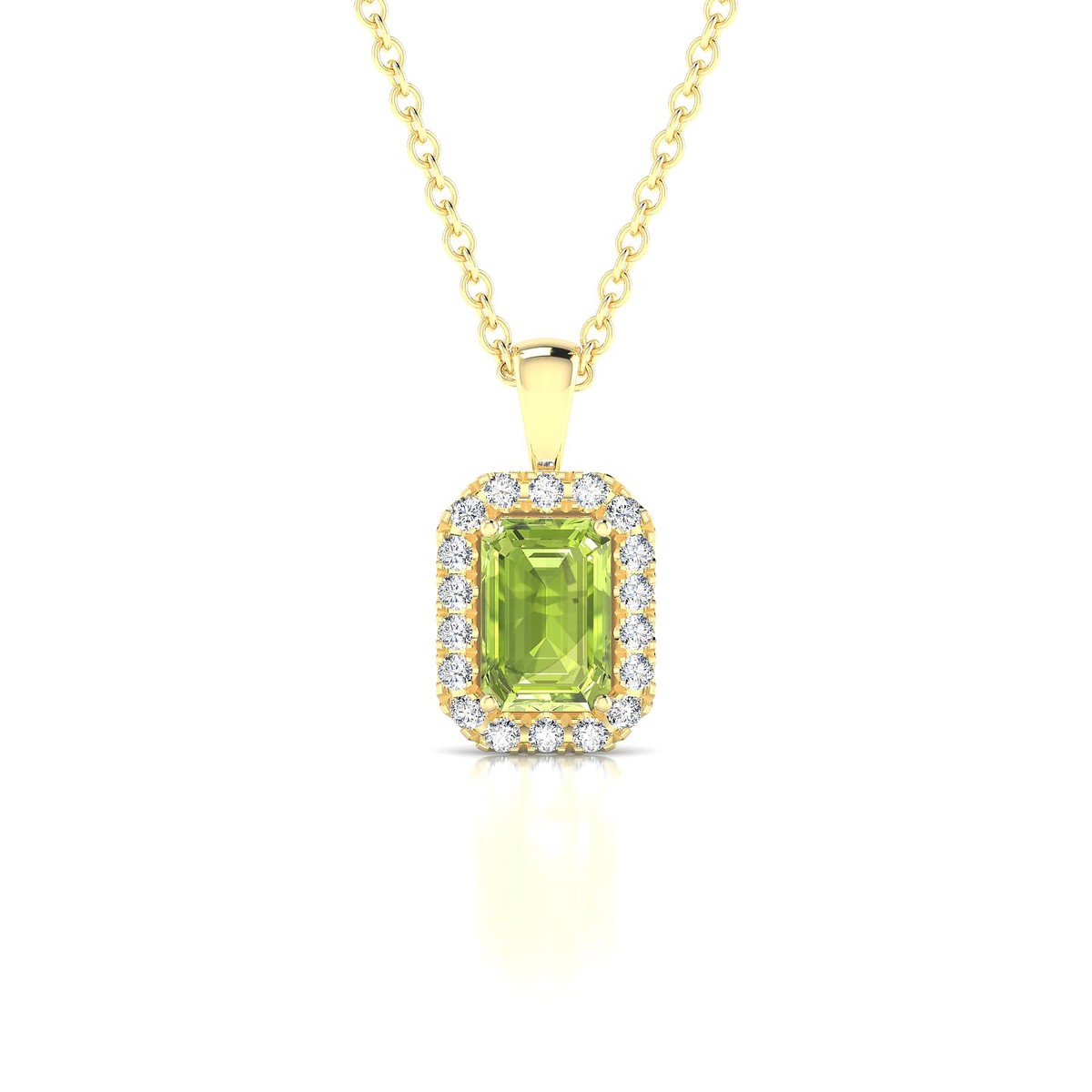 Solar | 18k Yellow Gold 6 x 4 mm Emerald Peridot Pendant