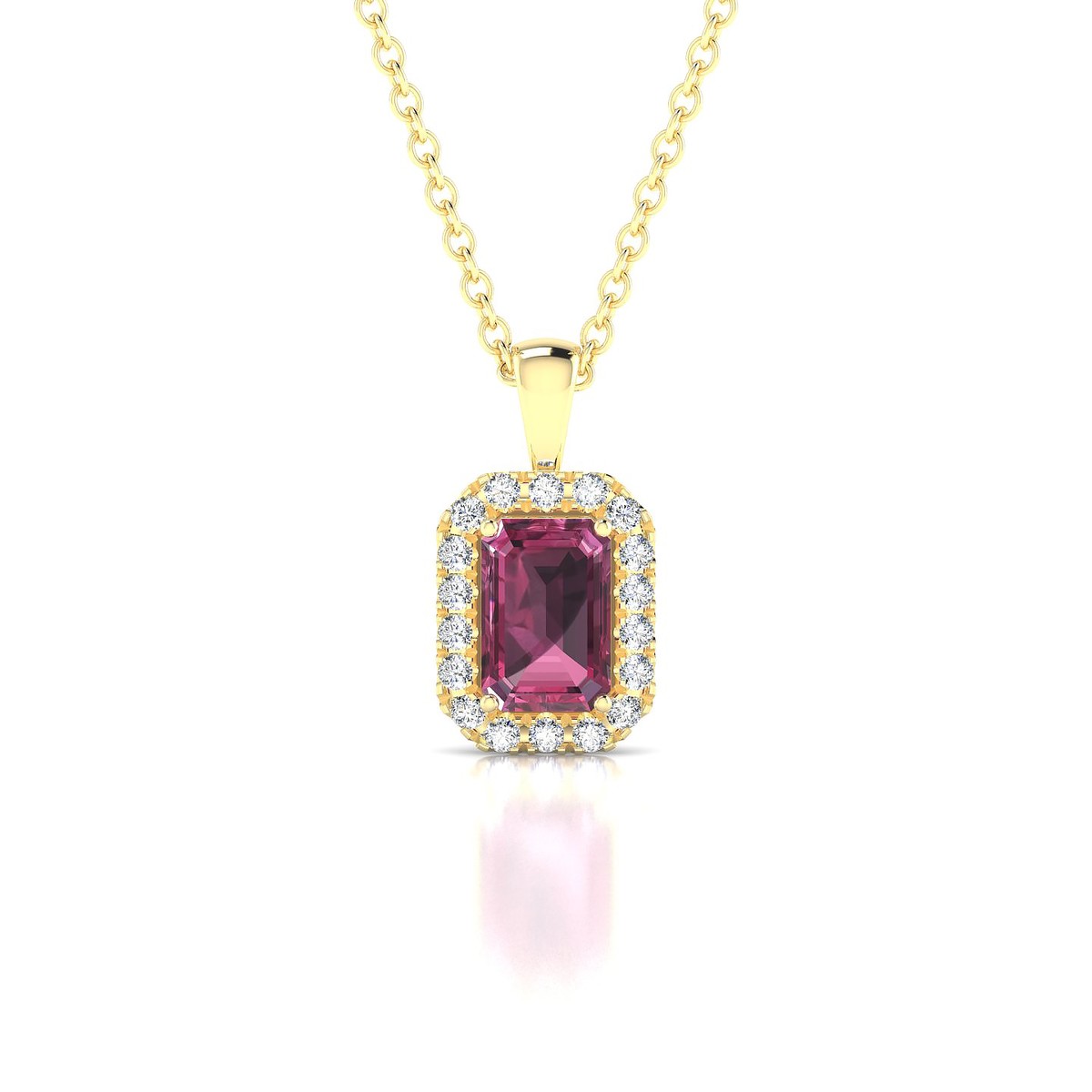 Solar | 18k Yellow Gold 6 x 4 mm Emerald Rhodolite Pendant