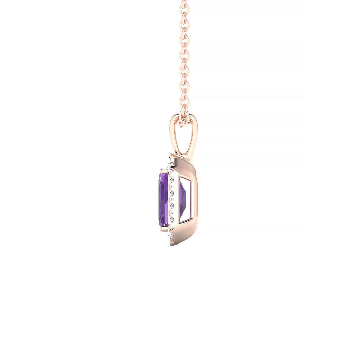 Solar | 18k Rose Gold 6 x 4 mm Emerald Amethyst Pendant