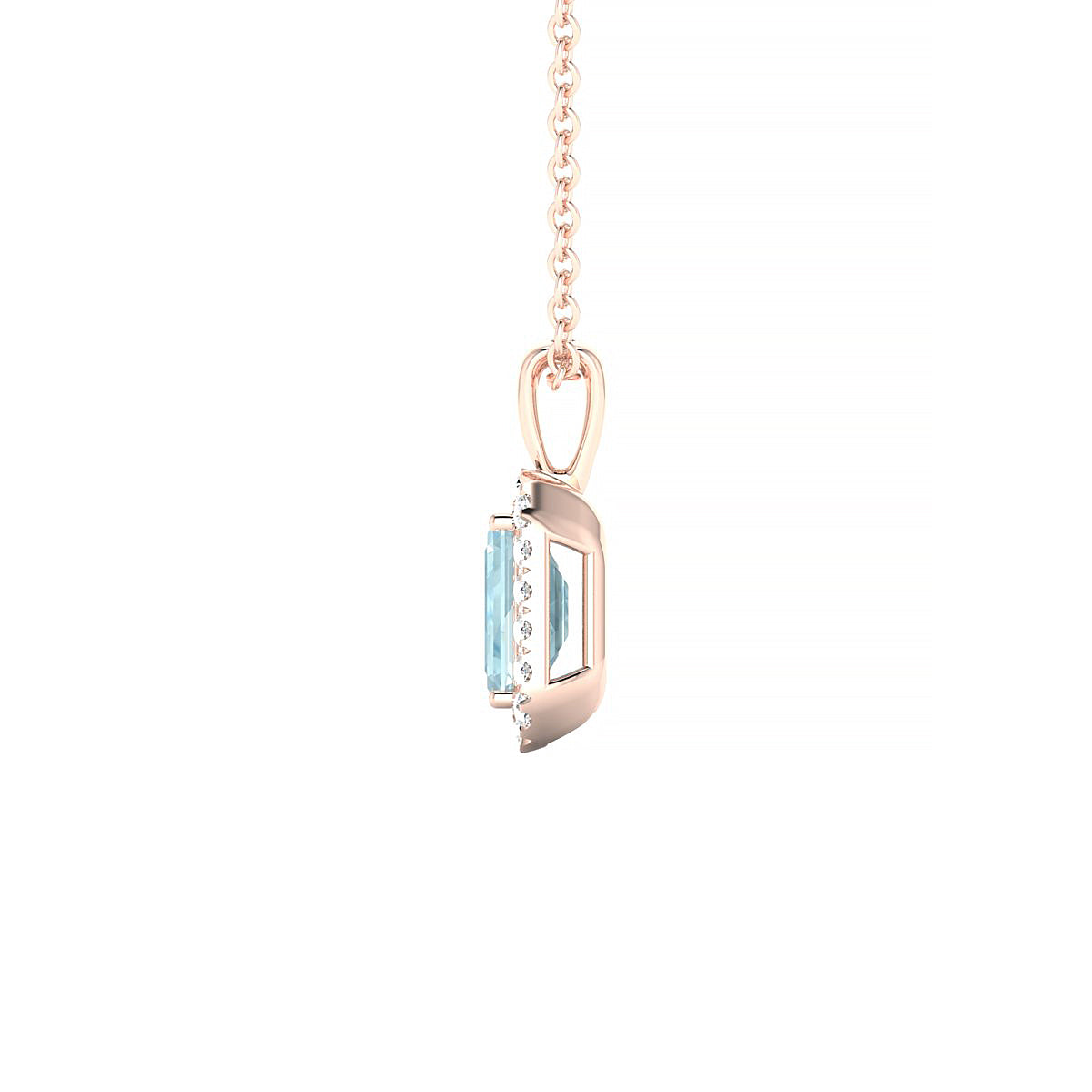Solar | 18k Rose Gold 6 x 4 mm Emerald Aquamarine Pendant
