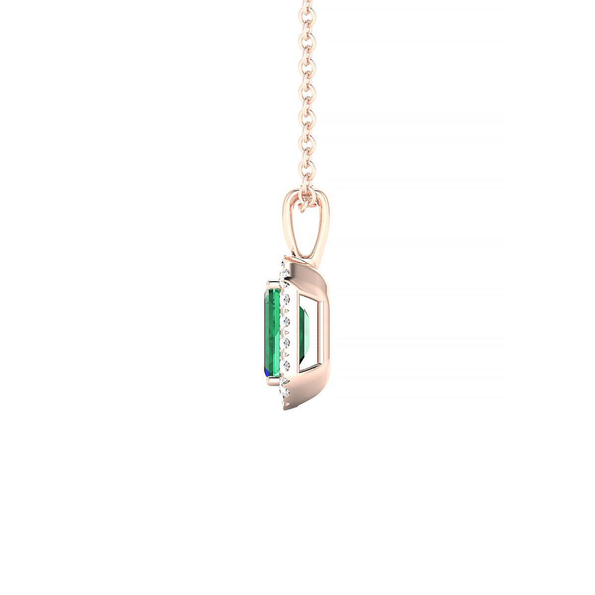 Solar | 18k Rose Gold 6 x 4 mm Emerald Emerald Pendant