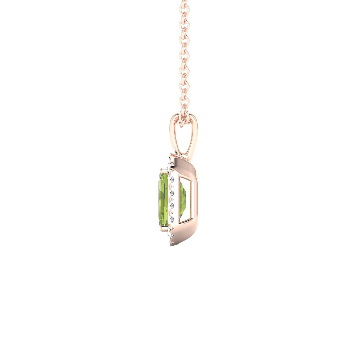Solar | 18k Rose Gold 6 x 4 mm Emerald Peridot Pendant