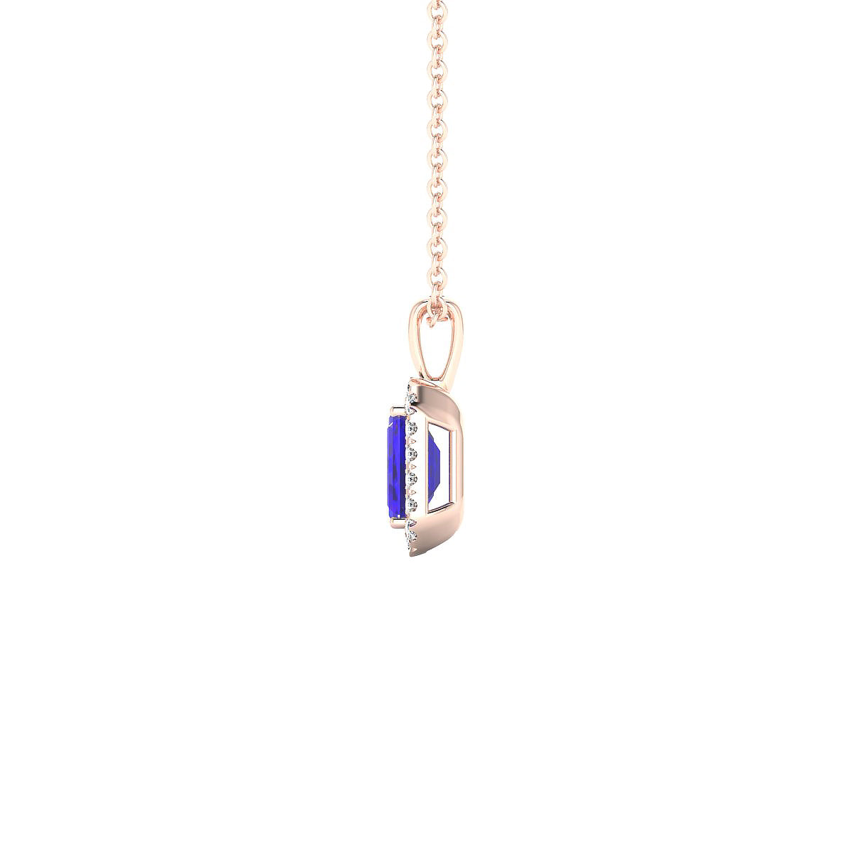 Solar | 18k Rose Gold 6 x 4 mm Emerald Tanzanite Pendant