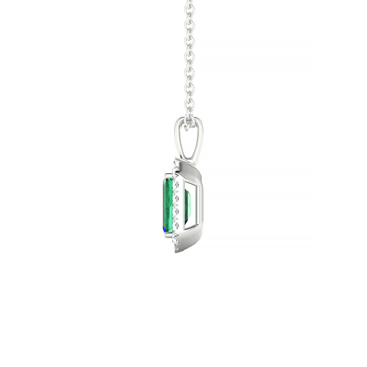 Solar | 18k White Gold 6 x 4 mm Emerald Emerald Pendant