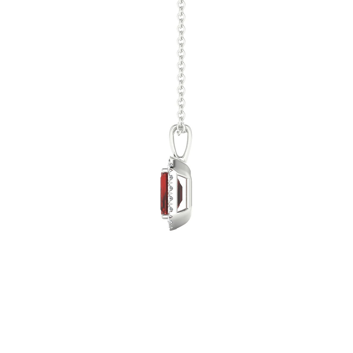 Solar | 18k White Gold 6 x 4 mm Emerald Garnet Pendant