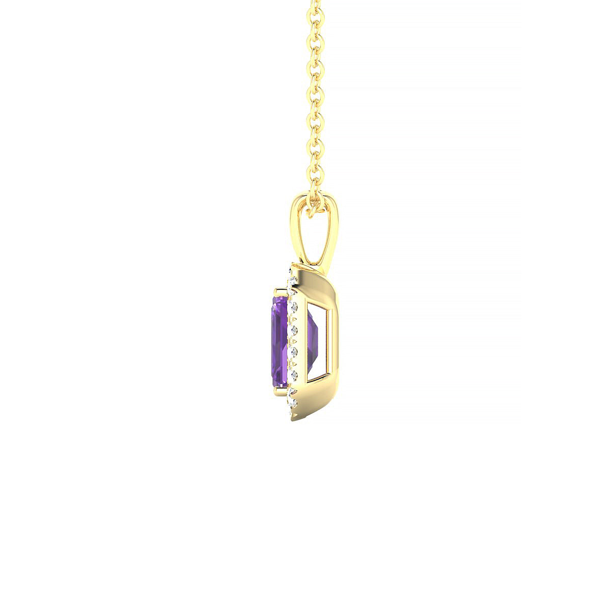 Solar | 18k Yellow Gold 6 x 4 mm Emerald Amethyst Pendant