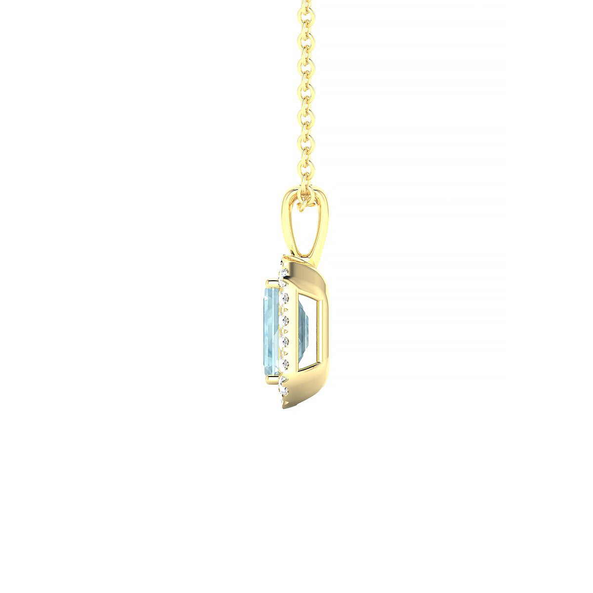 Solar | 18k Yellow Gold 6 x 4 mm Emerald Aquamarine Pendant